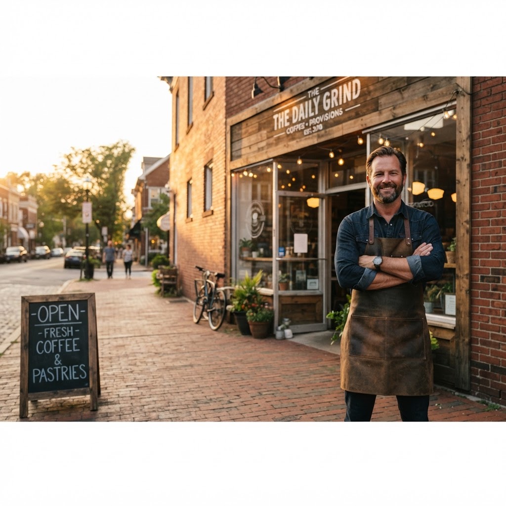 A business owner outside his premises